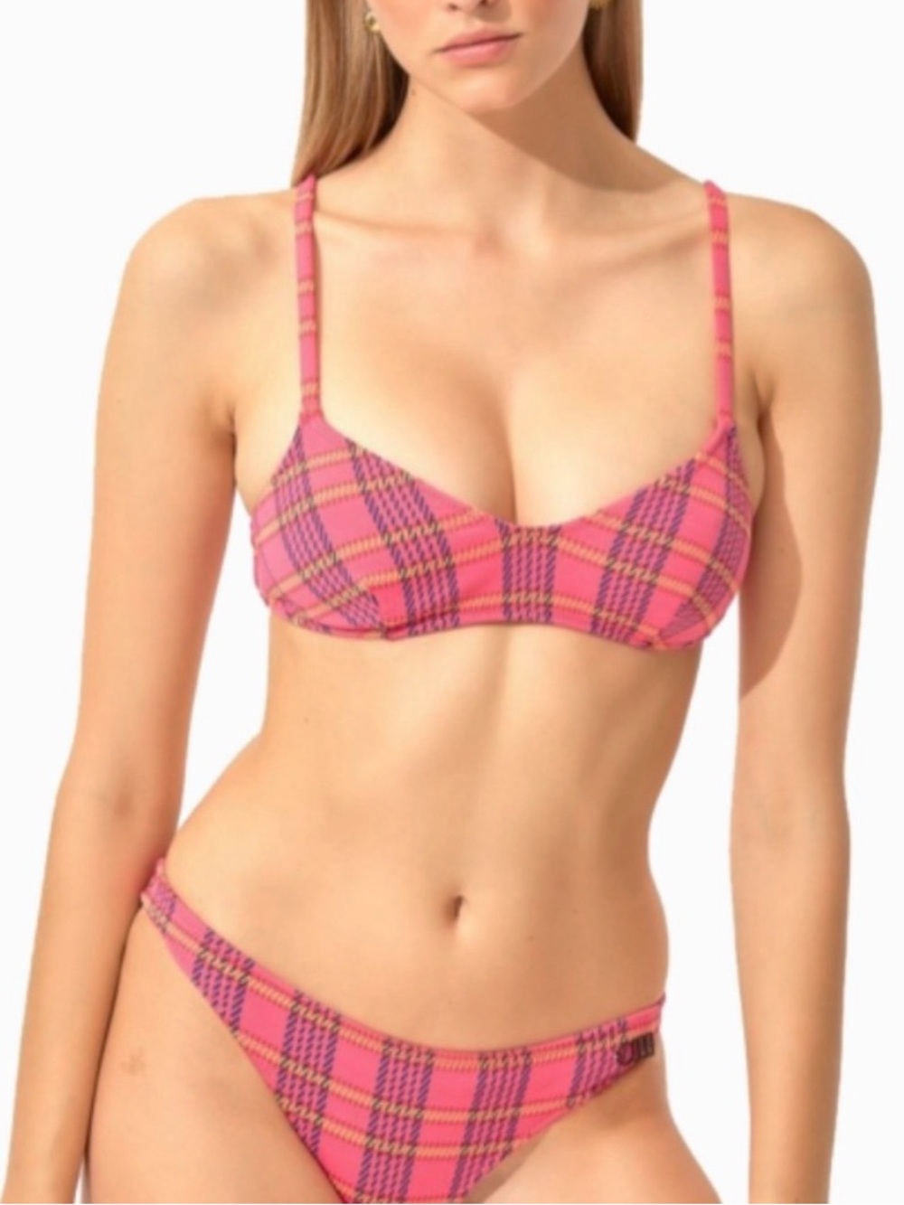 Solid & Striped Plaid Bikini Top